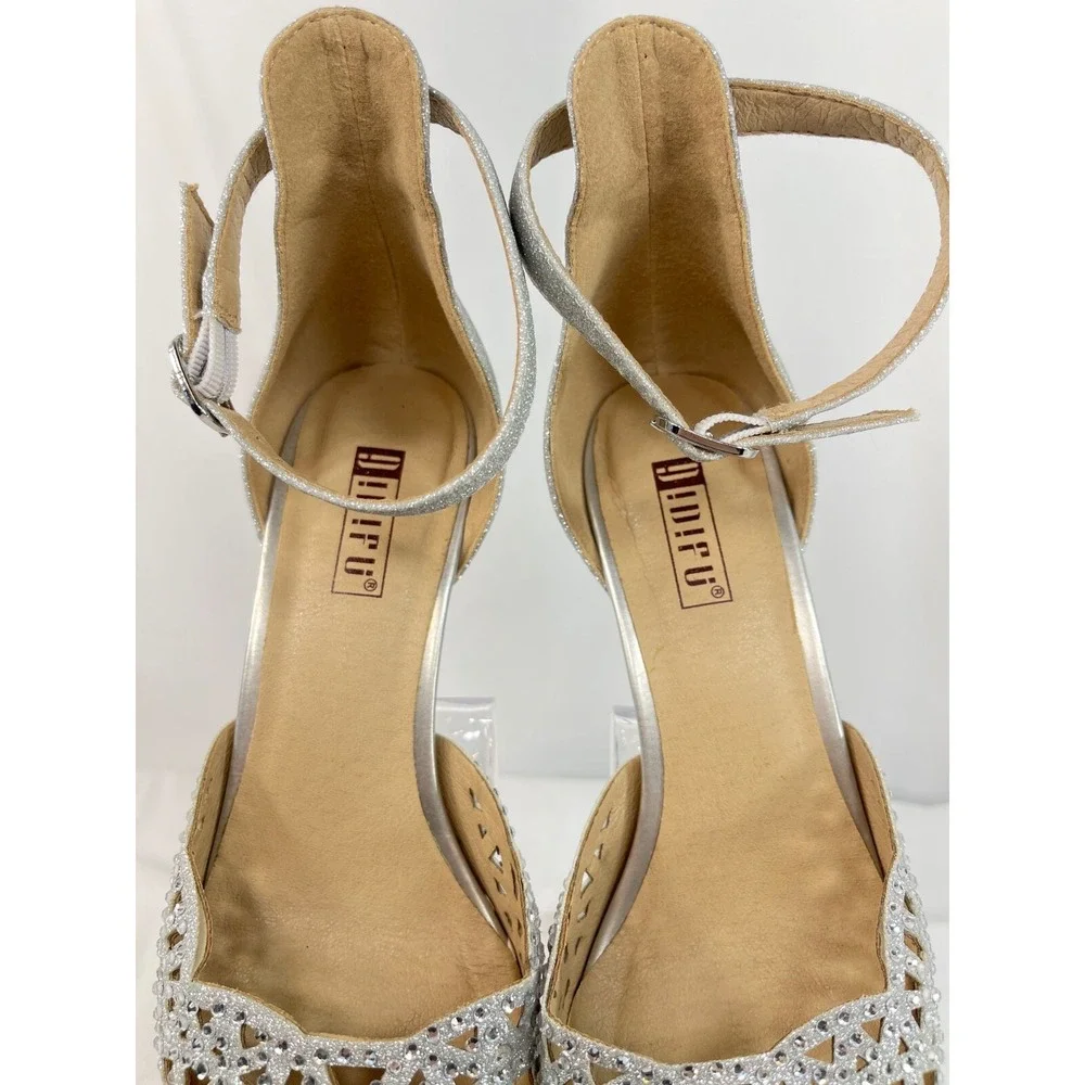 Silver sequence Size 6  IN2 Candice Wedding Sparlky Sequins Low Kitten Heels